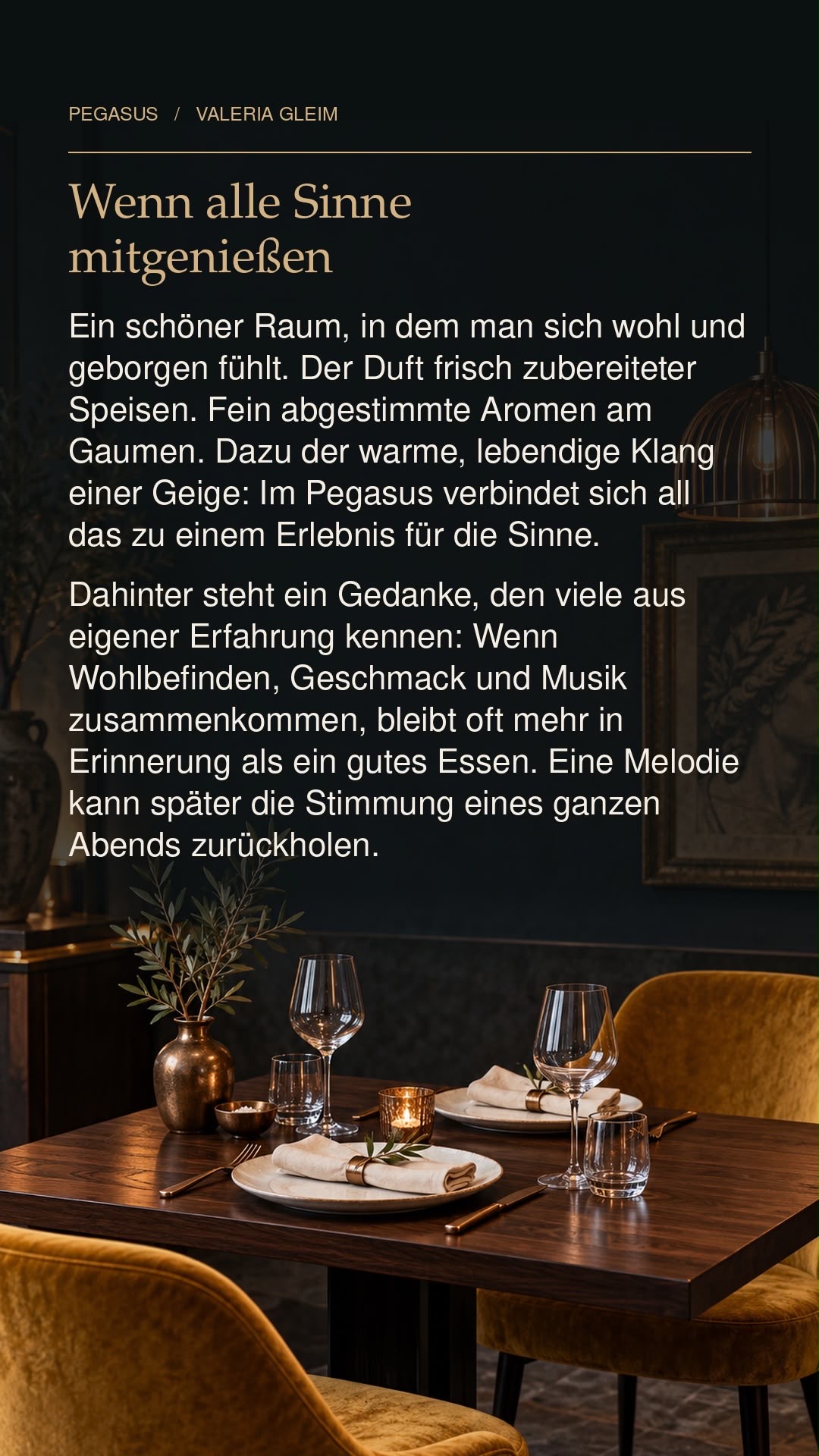 Wenn alle Sinne mitgenießen – Valeria Gleim im Pegasus