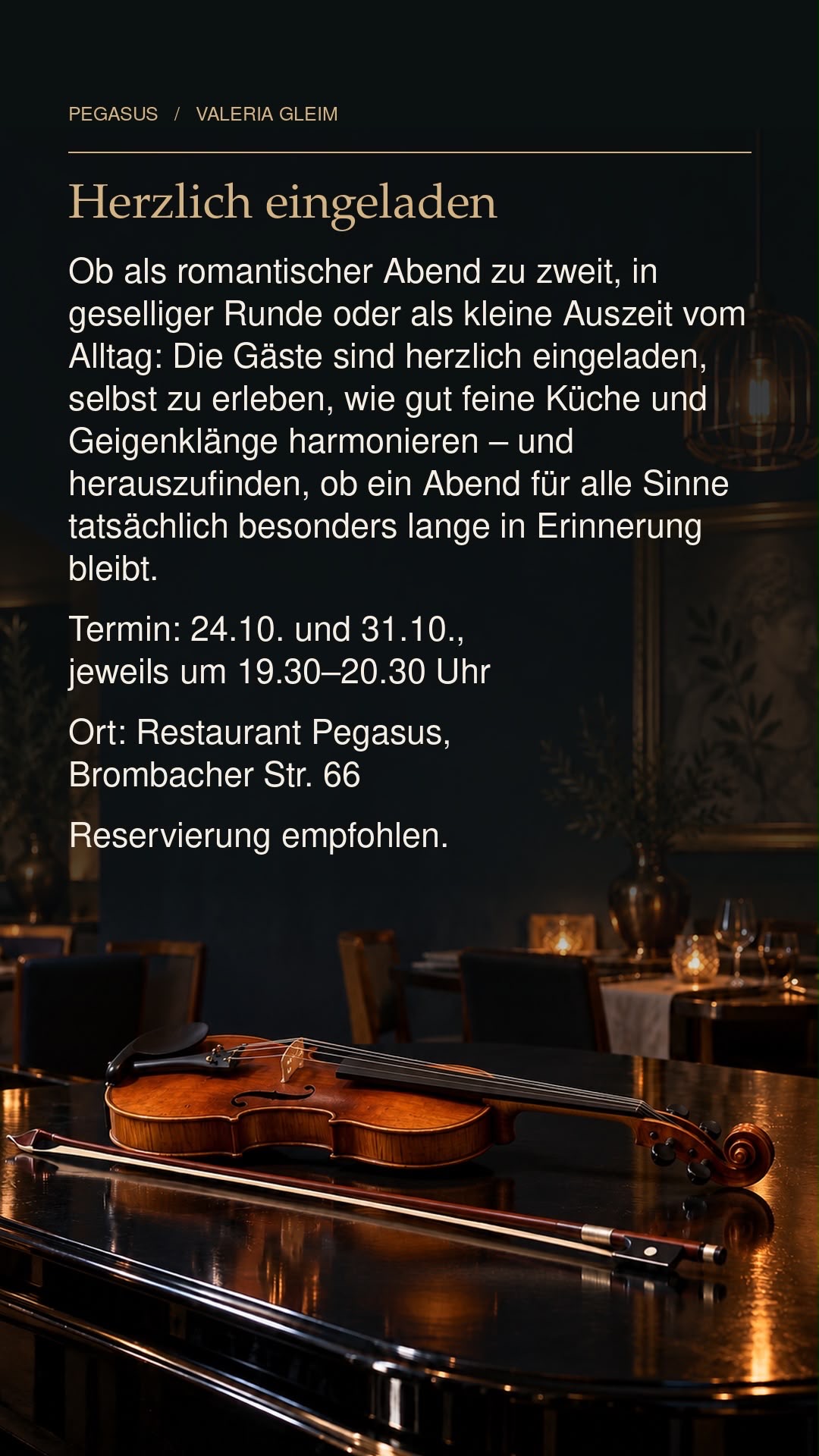 Herzlich eingeladen – Valeria Gleim im Pegasus